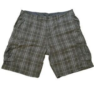 ARIZONA Mens Plaid Cargo Shorts 44 Grey White Cotton Utility Gorpcore Summer